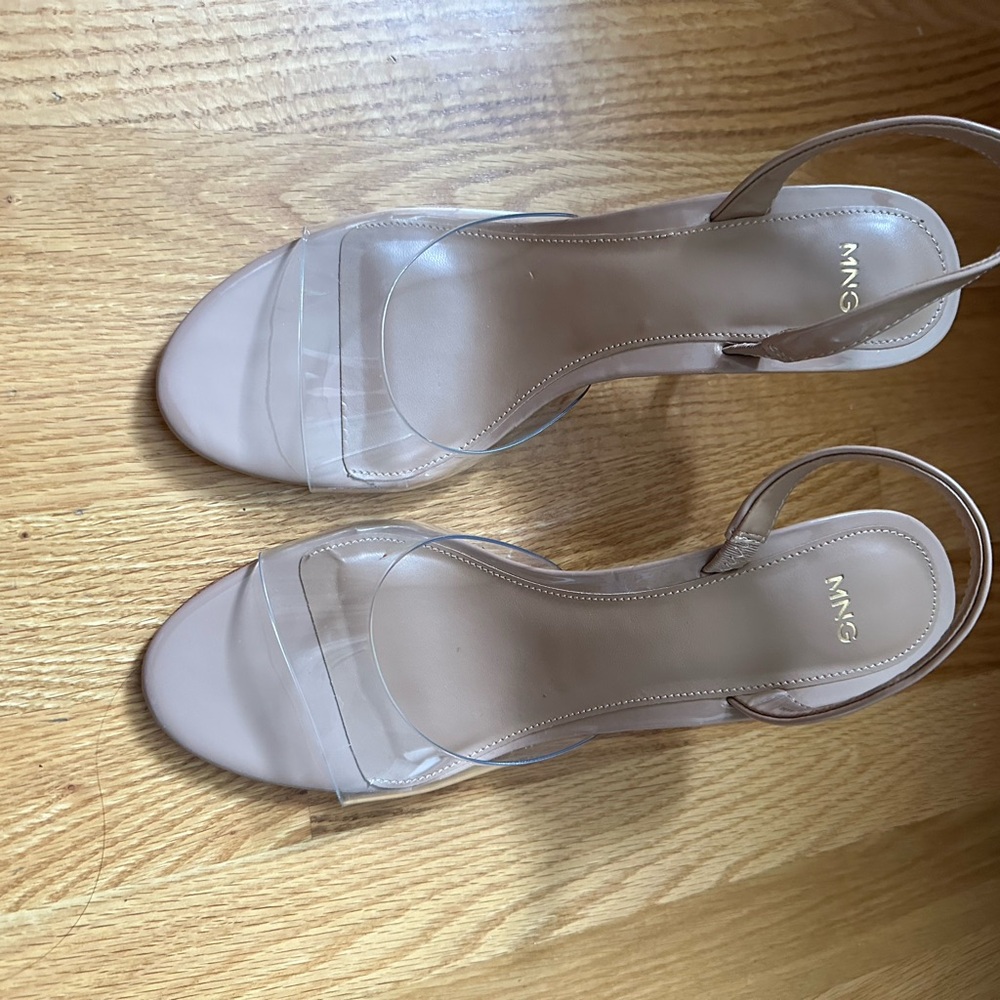 Mango clear toe nude heels